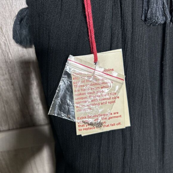 Rada Maxi Dress Tassels Beaded Open Back Bohemian Black Color Size XS NWT - Picture 10 of 10